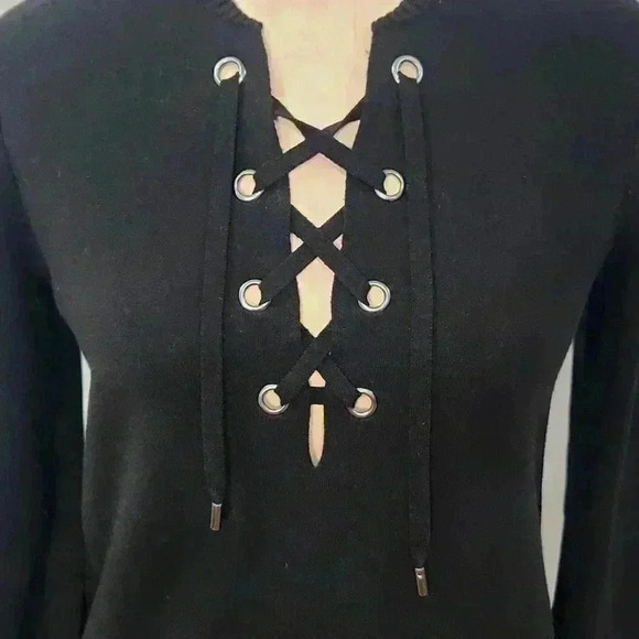 Theory Wool Blend Lace Up Sweater Dress - Picture 2 of 8